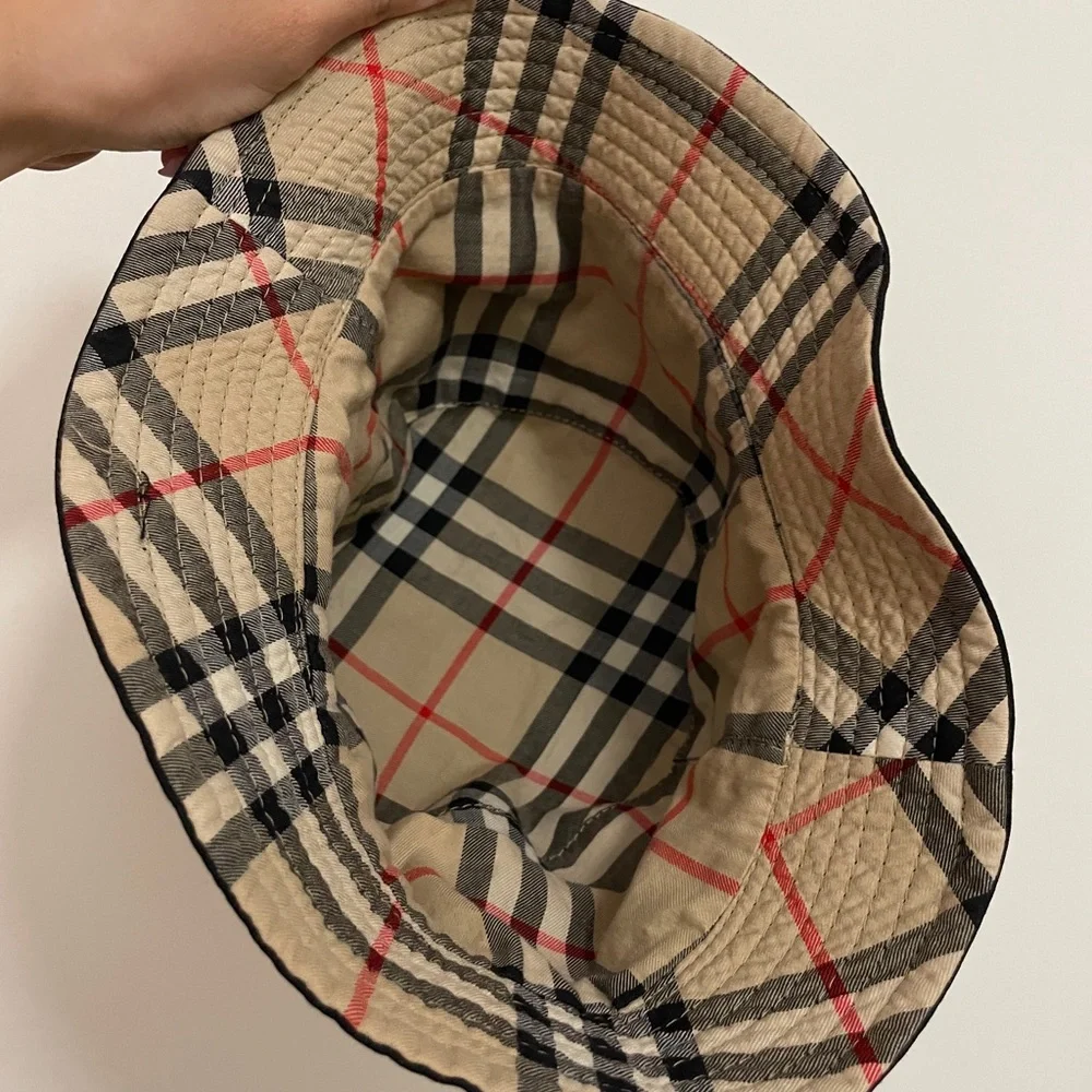 Burberry Bucket Hat, Black Exterior Plaid Interior - Picture 3 of 3